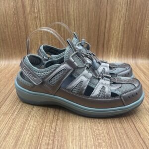 Orthofeet Verona Fisherman Sandals Pewter‎ Women's 9.5 X-Wide Metallic Comfort